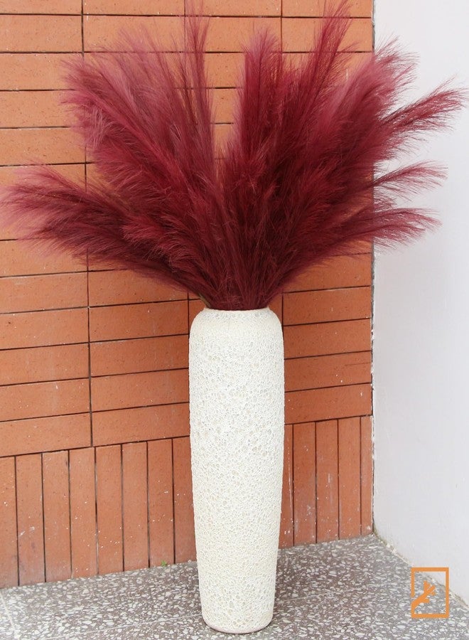 ZIFTY 7-Pcs 38"/3.1FT Faux Pampas Grass Large Tall Fluffy Artificial Fake Flower Boho Decor Bulrush Reed Grass for Vase Filler Farmhouse Home Wedding Decor (Red/Burgundy) - Image 5